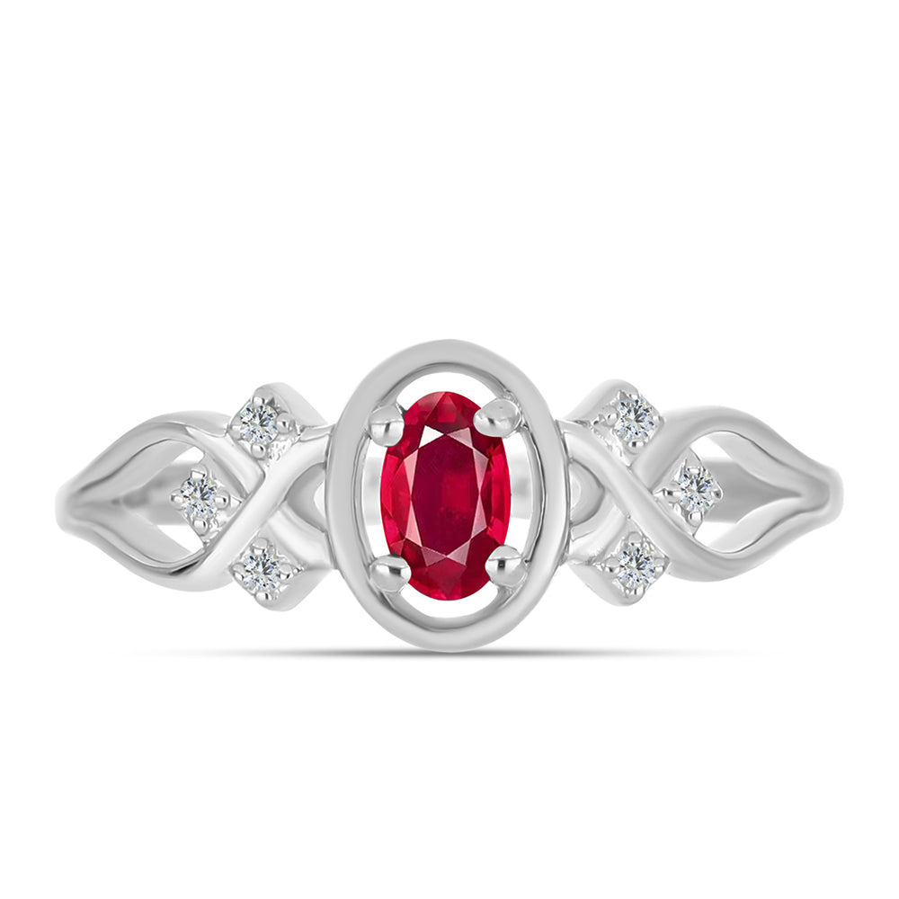 Anillo de Plata con Rubí de Madagascar y Topacio Blanco 1 