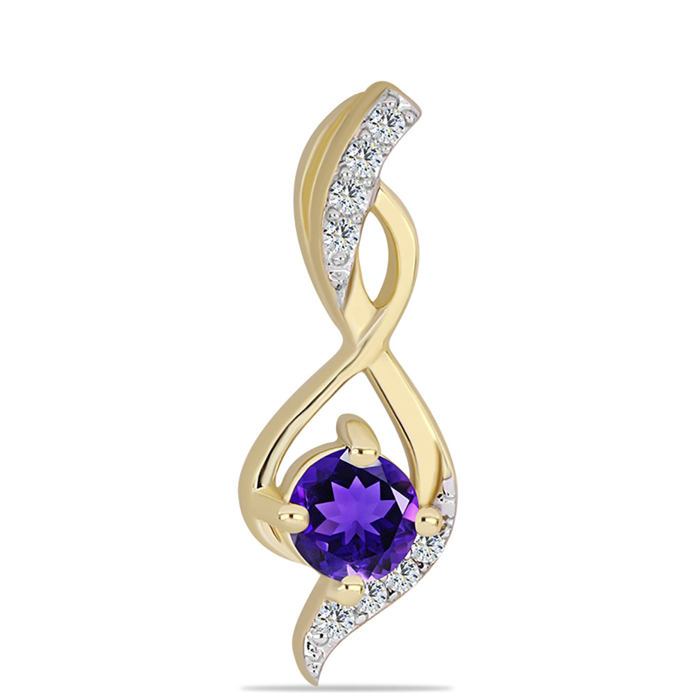 Conjunto de Plata Bañada en Oro con Amatista de Marruecos y Topacio Blanco ( Pendientes +Colgante )