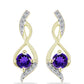 Conjunto de Plata Bañada en Oro con Amatista de Marruecos y Topacio Blanco ( Pendientes +Colgante )