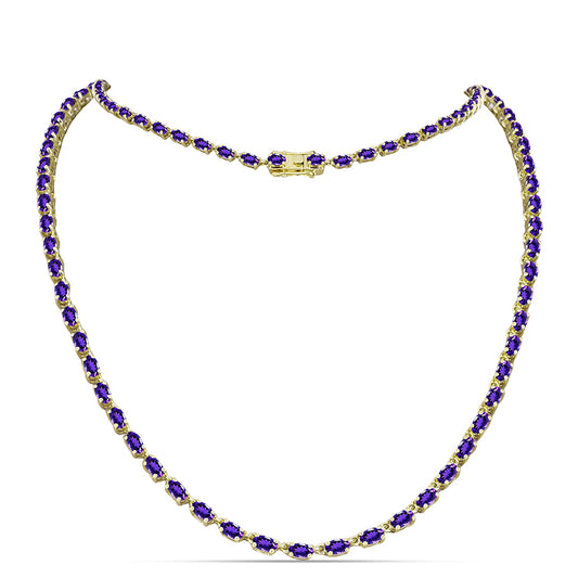 Collar de Plata Bañada en Oro con Amatista de Marruecos