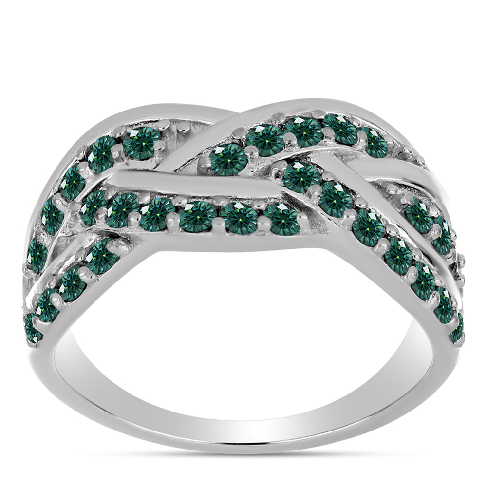Anillo de Plata con Moissanita azul mar verdosa 3 