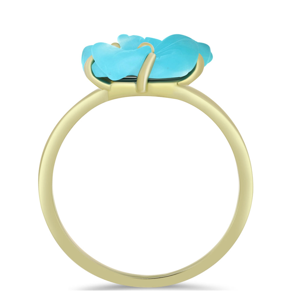 Anillo de Plata Bañada en Oro con Turquesa Bella Durmiente 2 