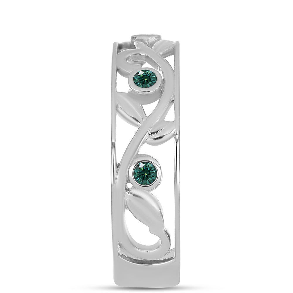 Anillo de Plata con Moissanita azul mar verdosa