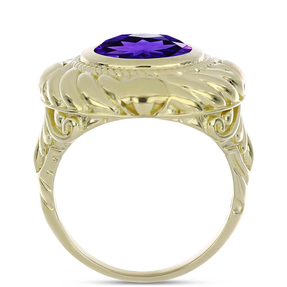 Anillo de Plata Bañada en Oro con Amatista de Marruecos 2 