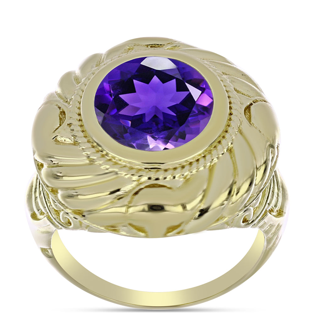 Anillo de Plata Bañada en Oro con Amatista de Marruecos 3 