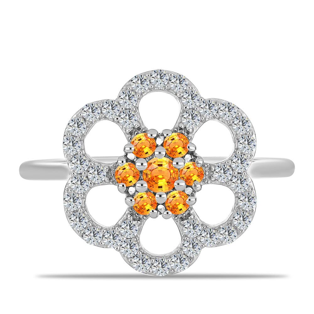Anillo de Plata con Zafiro Padparadscha y Topacio Blanco 1 