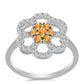 Anillo de Plata con Zafiro Padparadscha y Topacio Blanco