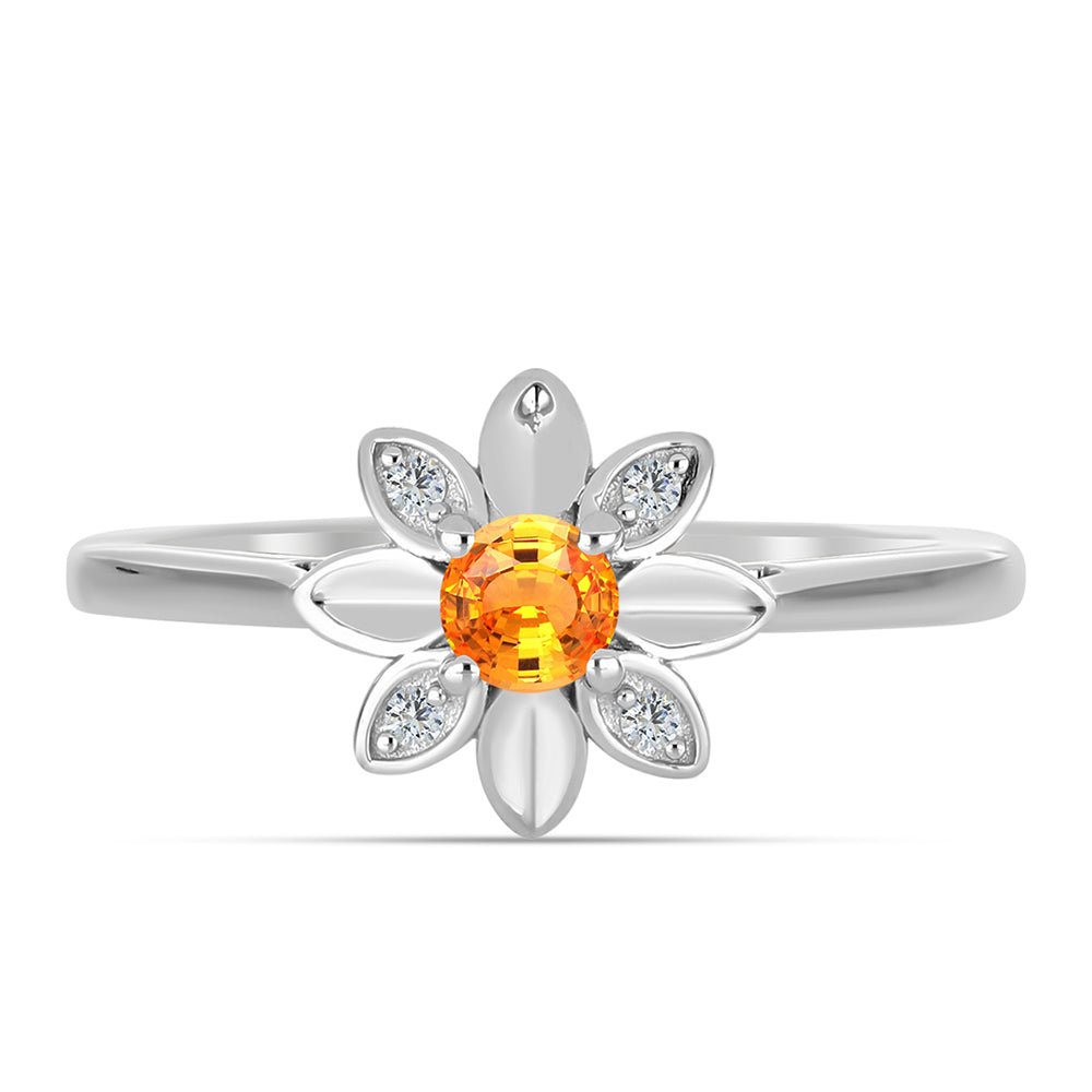 Anillo de Plata con Zafiro Padparadscha y Topacio Blanco 1 