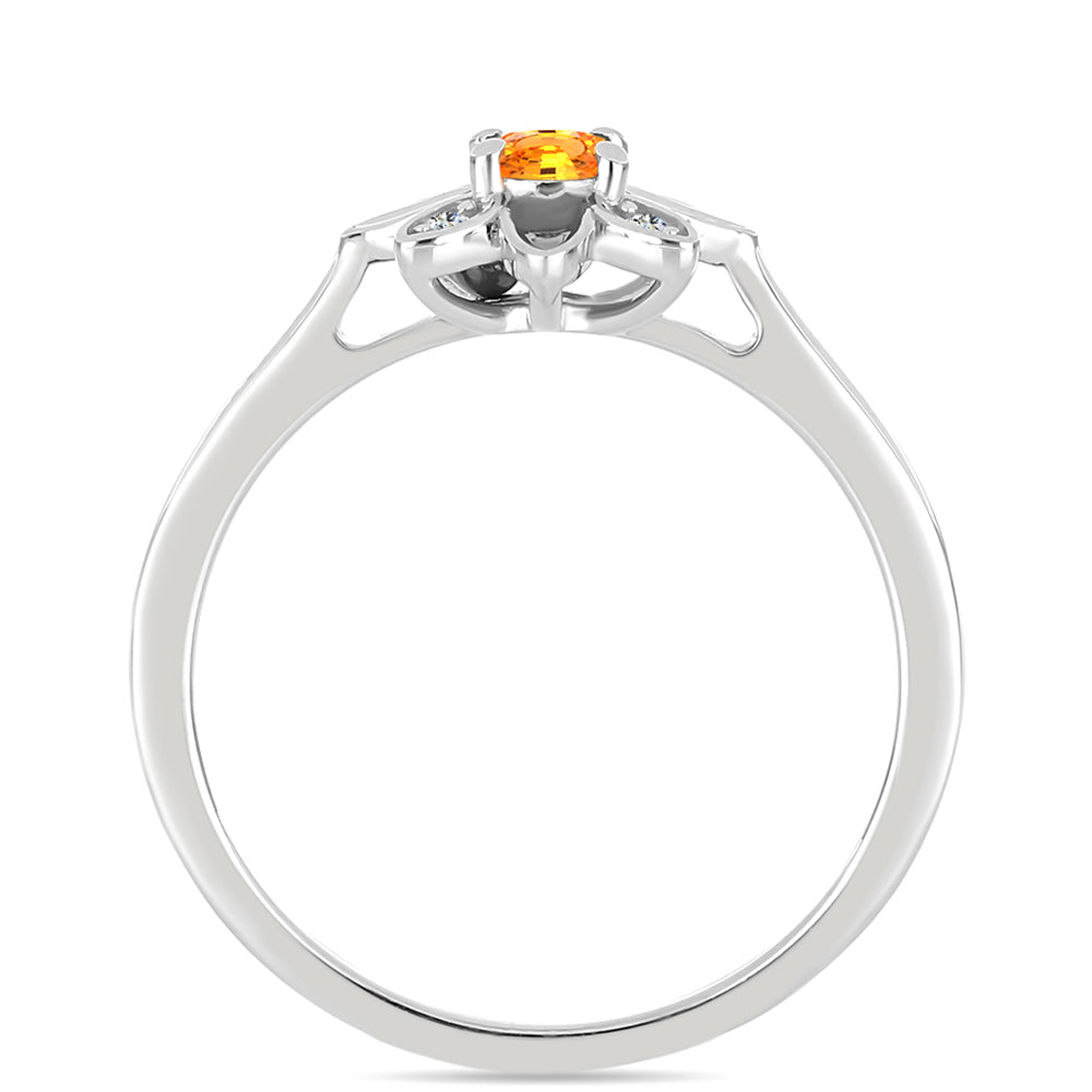 Anillo de Plata con Zafiro Padparadscha y Topacio Blanco