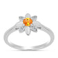 Anillo de Plata con Zafiro Padparadscha y Topacio Blanco