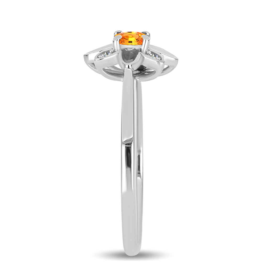 Anillo de Plata con Zafiro Padparadscha y Topacio Blanco