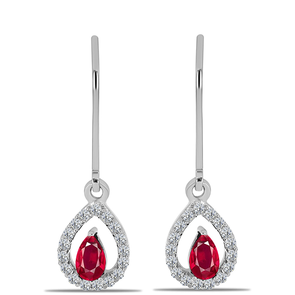 Pendientes de Plata con Rubí de Madagascar y Topacio Blanco 1 