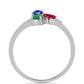 Conjunto de Plata con Rubí de Madagascar y Esmeralda de Brasil ( Pendientes +Anillo )