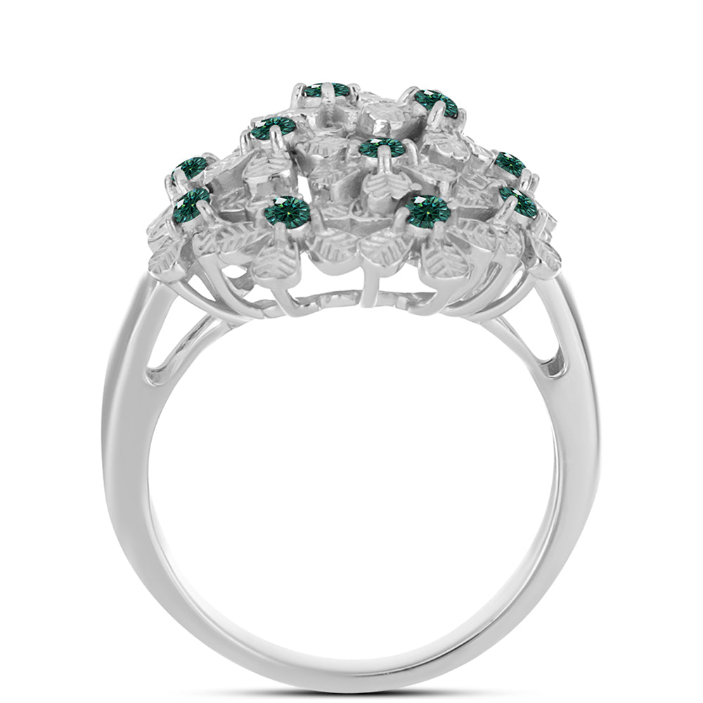 Anillo de Plata con Moissanita azul mar verdosa
