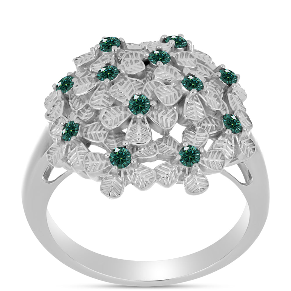 Anillo de Plata con Moissanita azul mar verdosa 3 