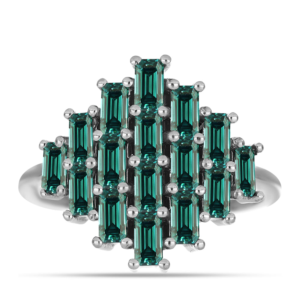 Anillo de Plata con Moissanita azul mar verdosa 1 