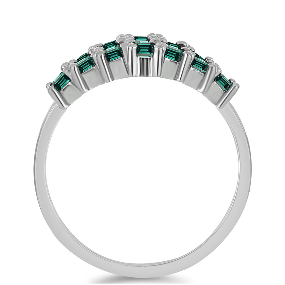 Anillo de Plata con Moissanita azul mar verdosa 2 