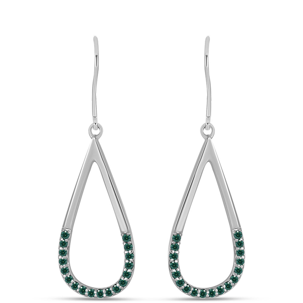 Pendientes de Plata con Moissanita azul mar verdosa