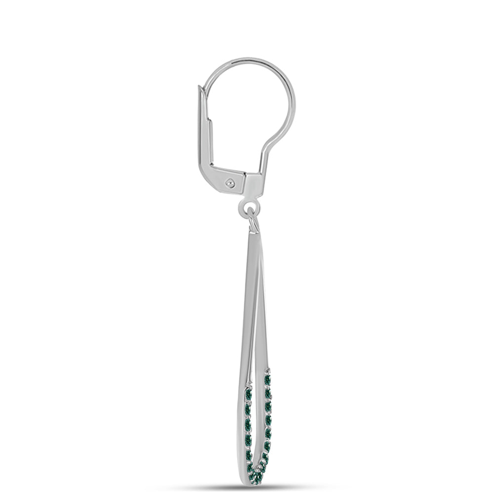Pendientes de Plata con Moissanita azul mar verdosa 2 