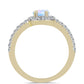 Anillo de Plata Bañada en Oro con Piedra Lunar Arco Iris y Topacio Blanco