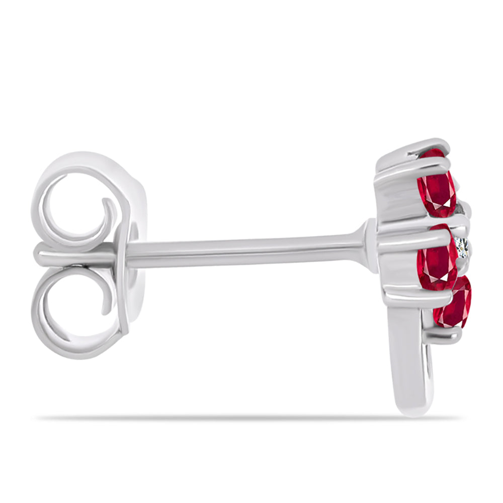 Pendientes de Plata con Rubí de Madagascar y Topacio Blanco 2 