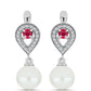 Pendientes de Plata con Rubí de Madagascar y Perla blanca de agua dulce
