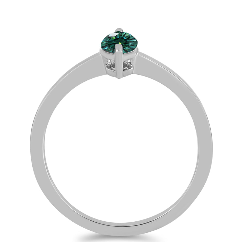 Anillo de Plata con Moissanita azul mar verdosa 2 