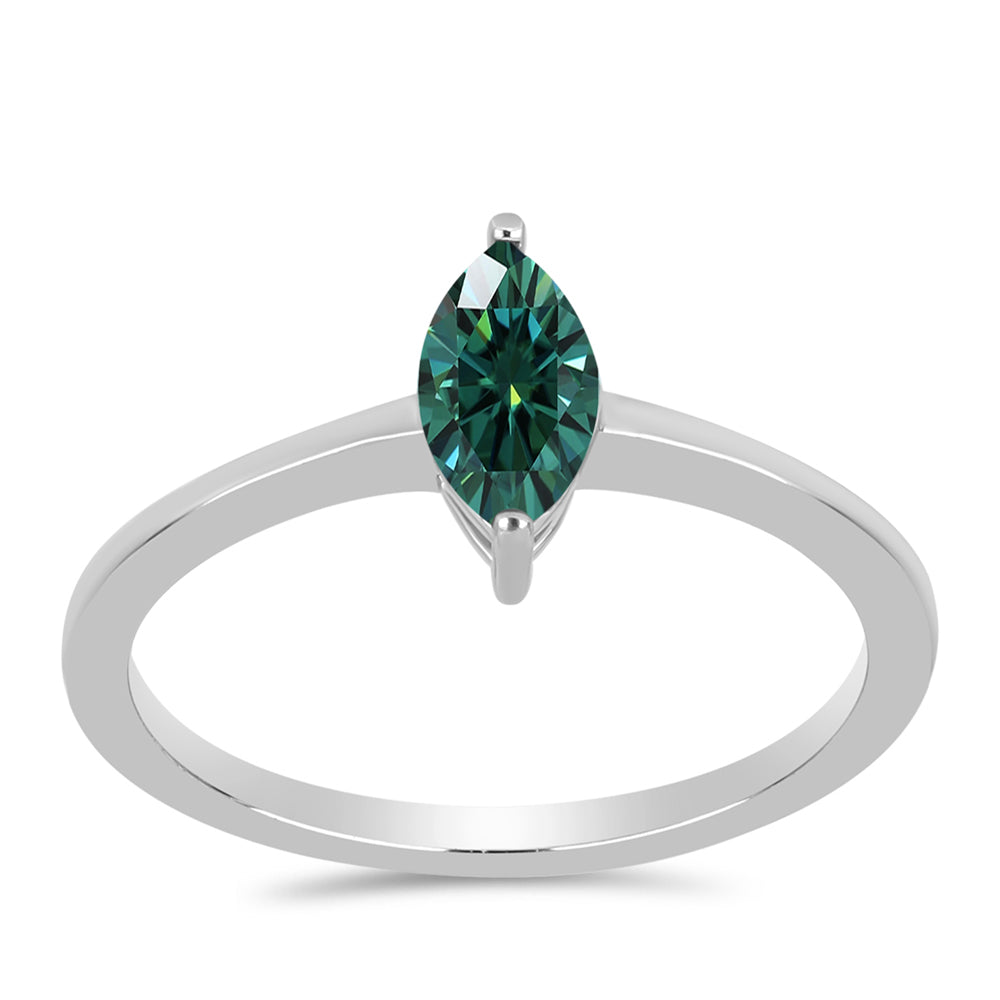 Anillo de Plata con Moissanita azul mar verdosa 3 