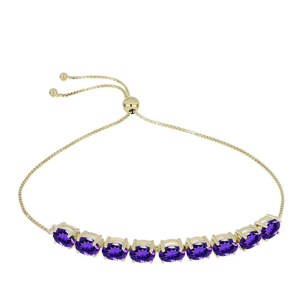 Pulsera de Plata Bañada en Oro con Amatista de Marruecos