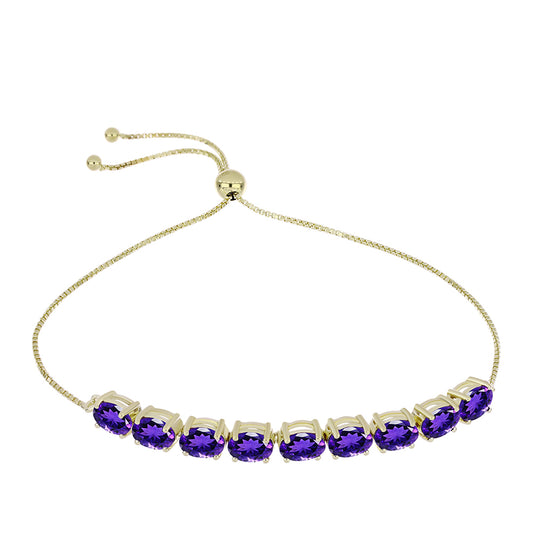 Pulsera de Plata Bañada en Oro con Amatista de Marruecos