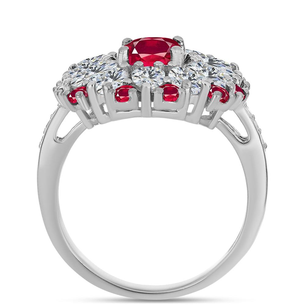 Anillo de Plata con Rubí de Madagascar y Topacio Blanco