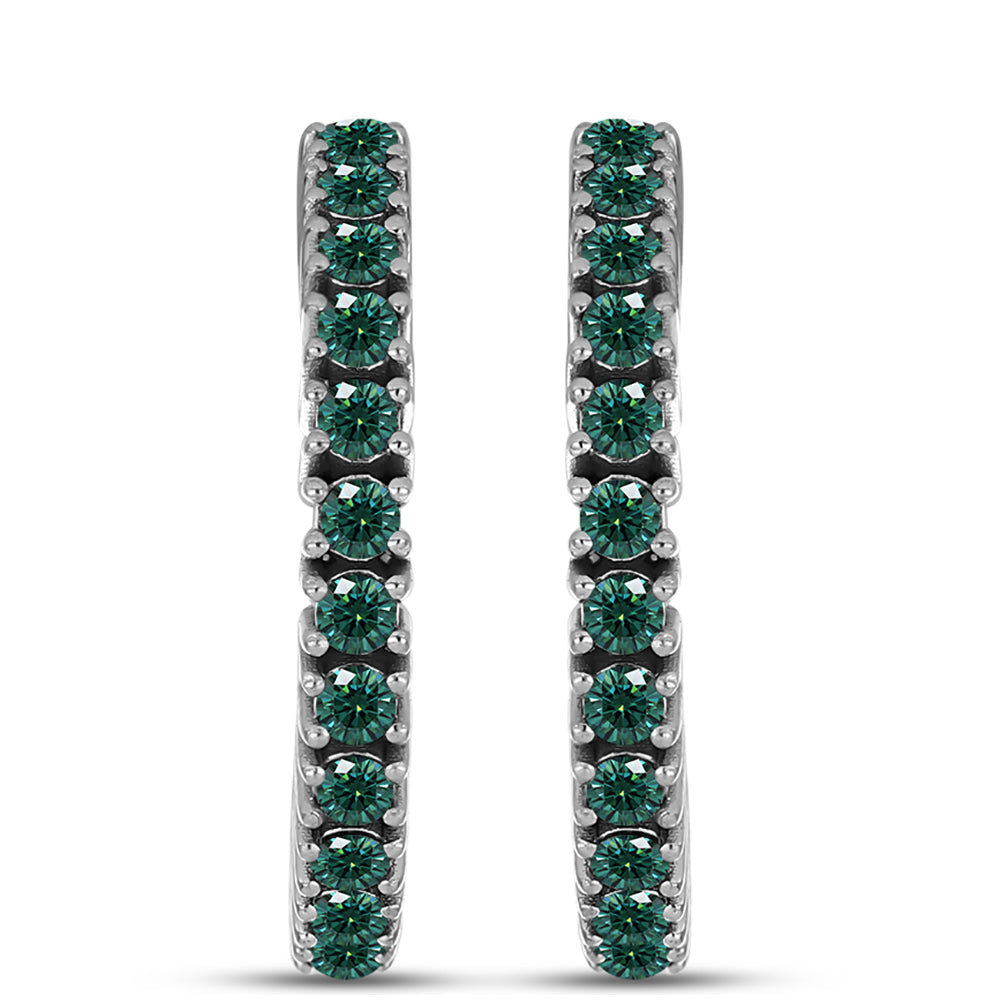 Pendientes de Plata con Moissanita azul mar verdosa 1 