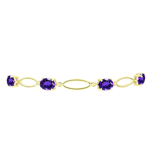Pulsera de Plata Bañada en Oro con Amatista de Marruecos