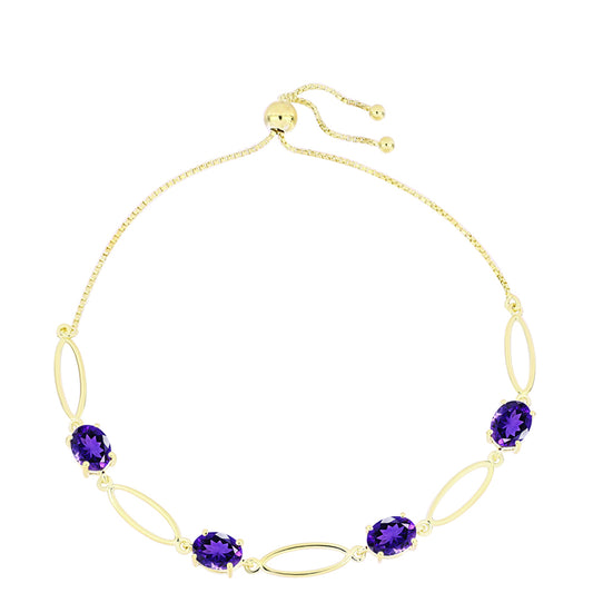 Pulsera de Plata Bañada en Oro con Amatista de Marruecos