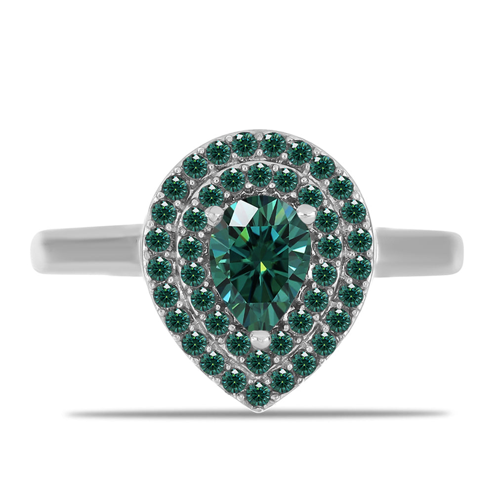 Anillo de Plata con Moissanita azul mar verdosa 1 