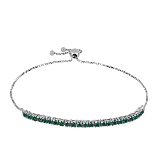 Pulsera de Plata con Moissanita azul mar verdosa