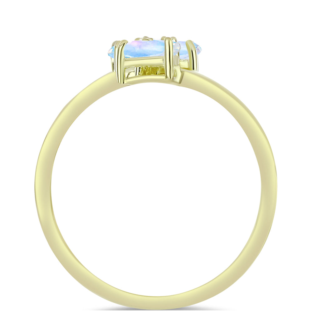 Anillo de Plata Bañada en Oro con Piedra Lunar Arco Iris 2 