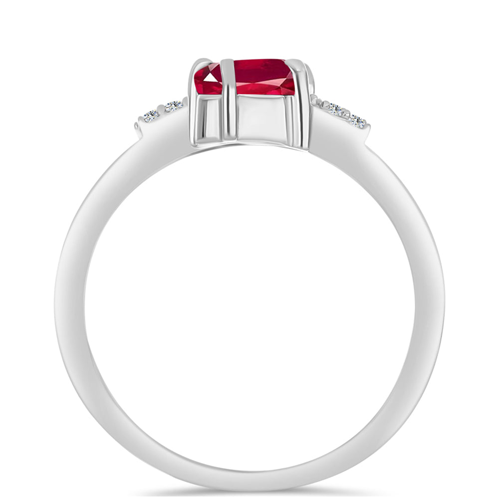 Anillo de Plata con Rubí de Madagascar y Topacio Blanco 2 
