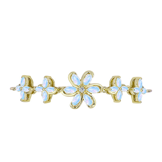 Pulsera de Plata Bañada en Oro con Piedra Lunar Arco Iris