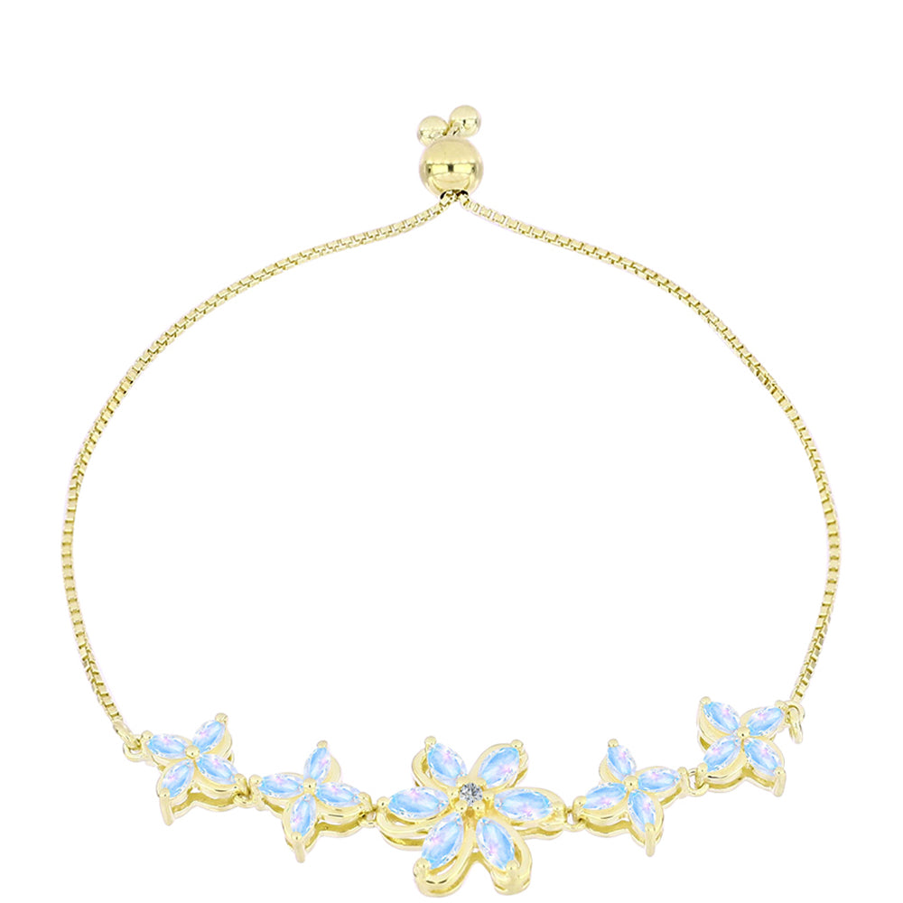 Pulsera de Plata Bañada en Oro con Piedra Lunar Arco Iris