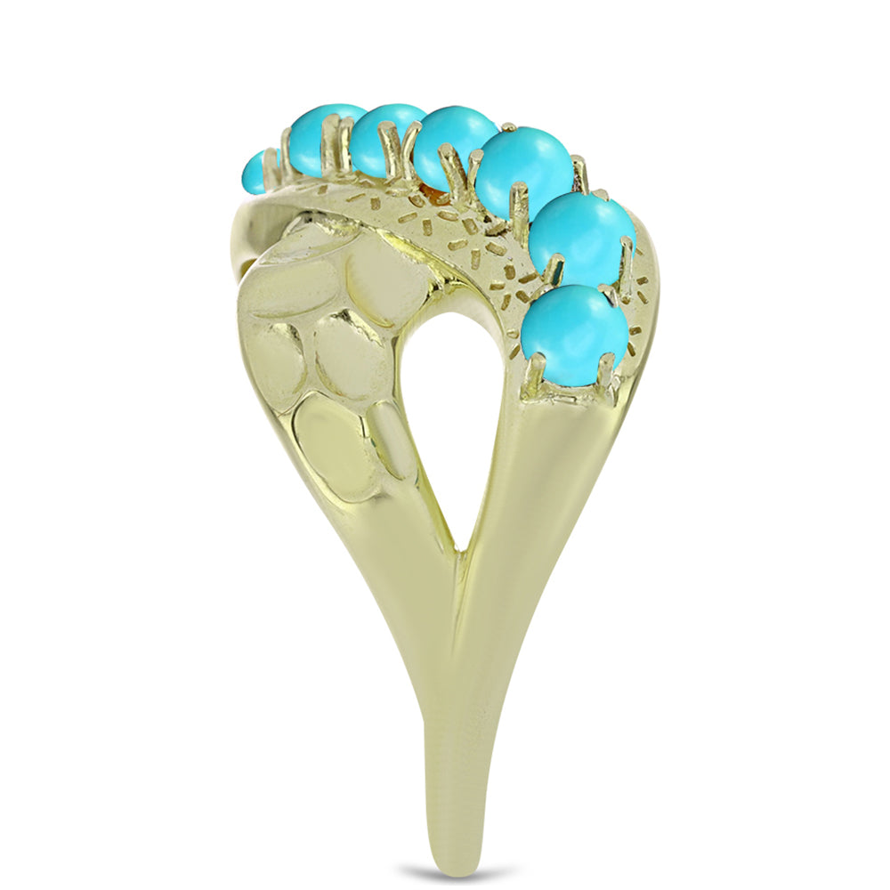 Anillo de Plata Bañada en Oro con Turquesa Bella Durmiente 4 