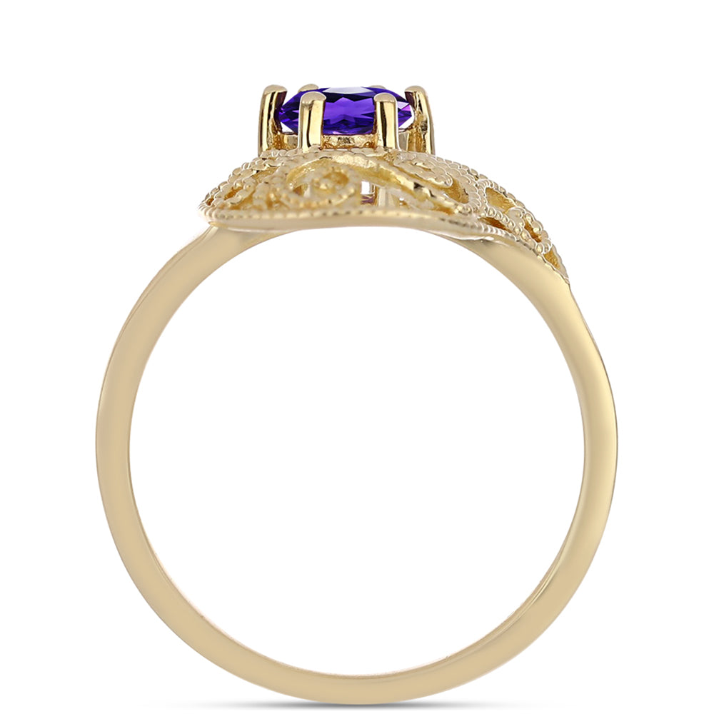 Anillo de Plata Bañada en Oro con Amatista de Marruecos 2 