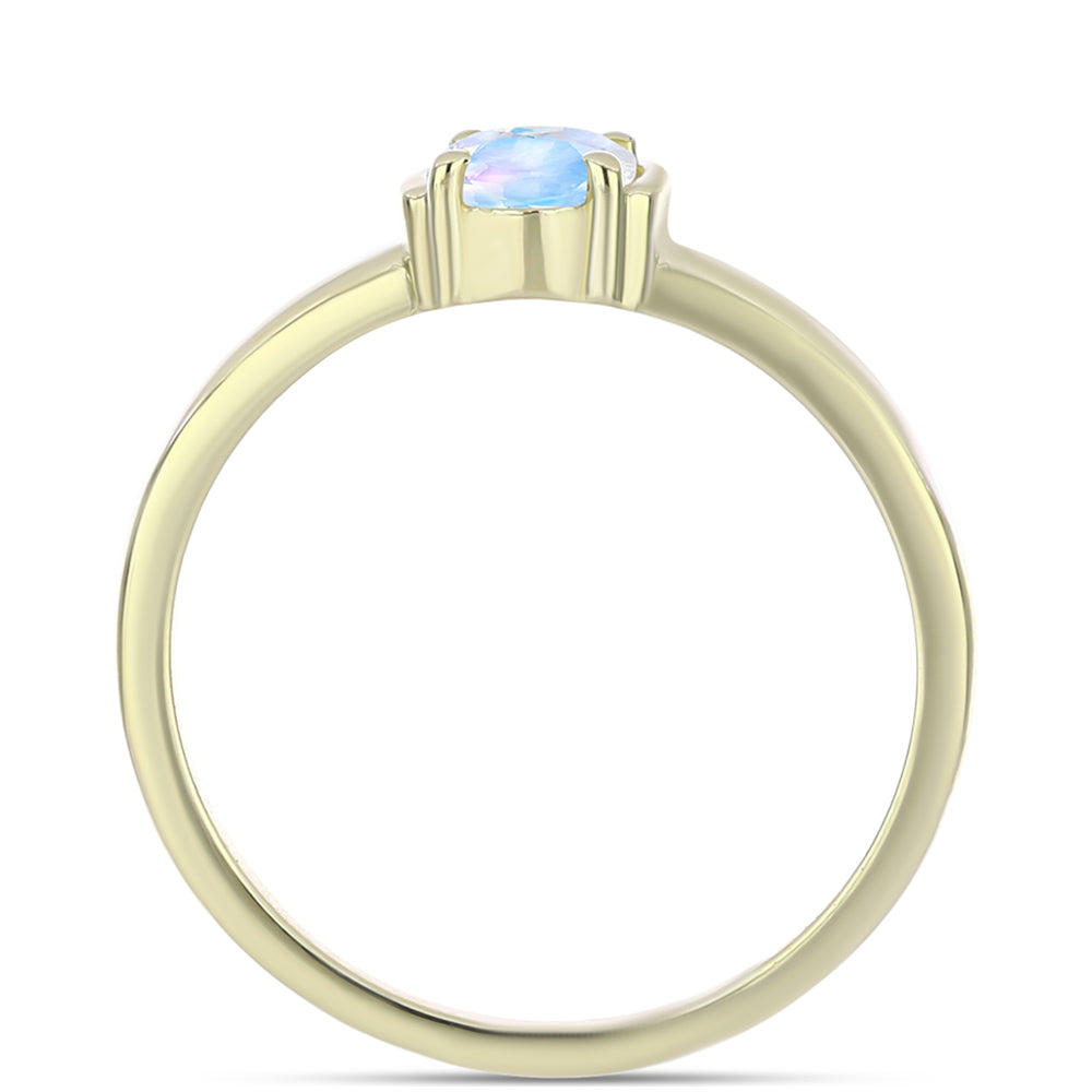 Anillo de Plata Bañada en Oro con Piedra Lunar Arco Iris