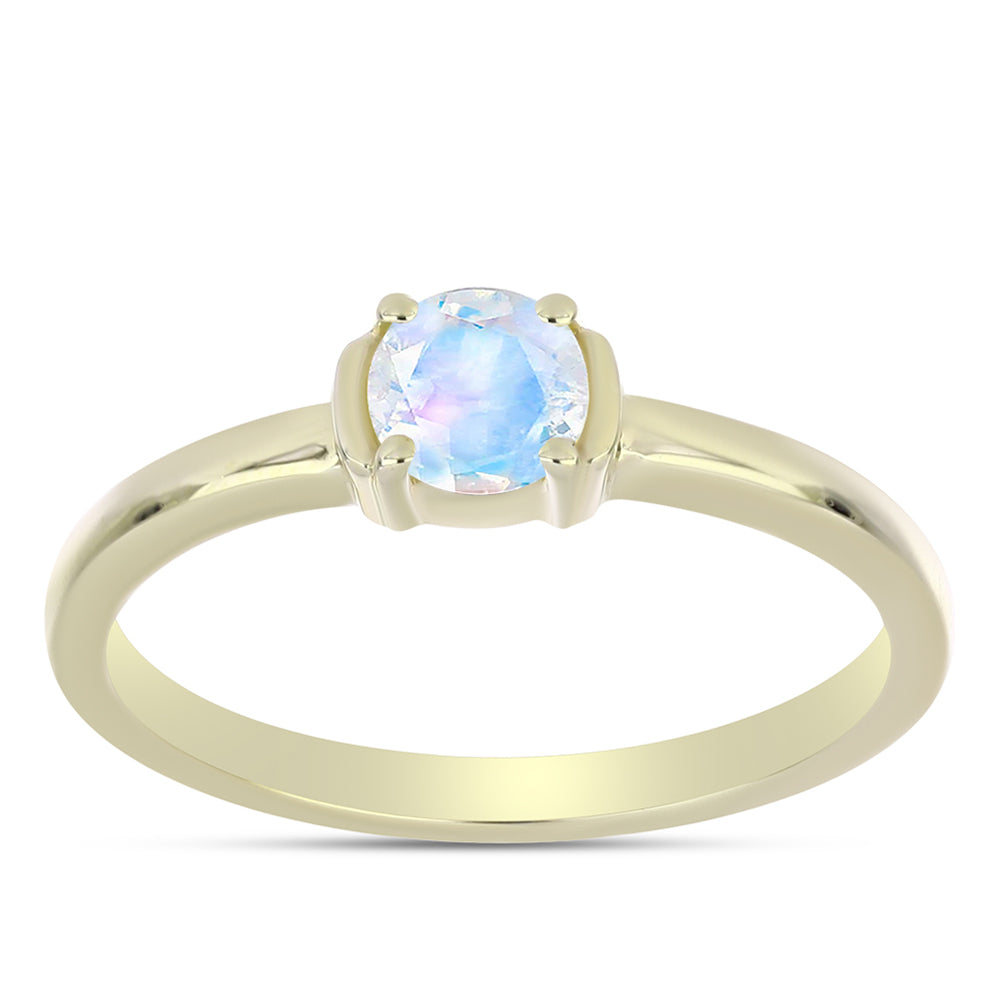 Anillo de Plata Bañada en Oro con Piedra Lunar Arco Iris