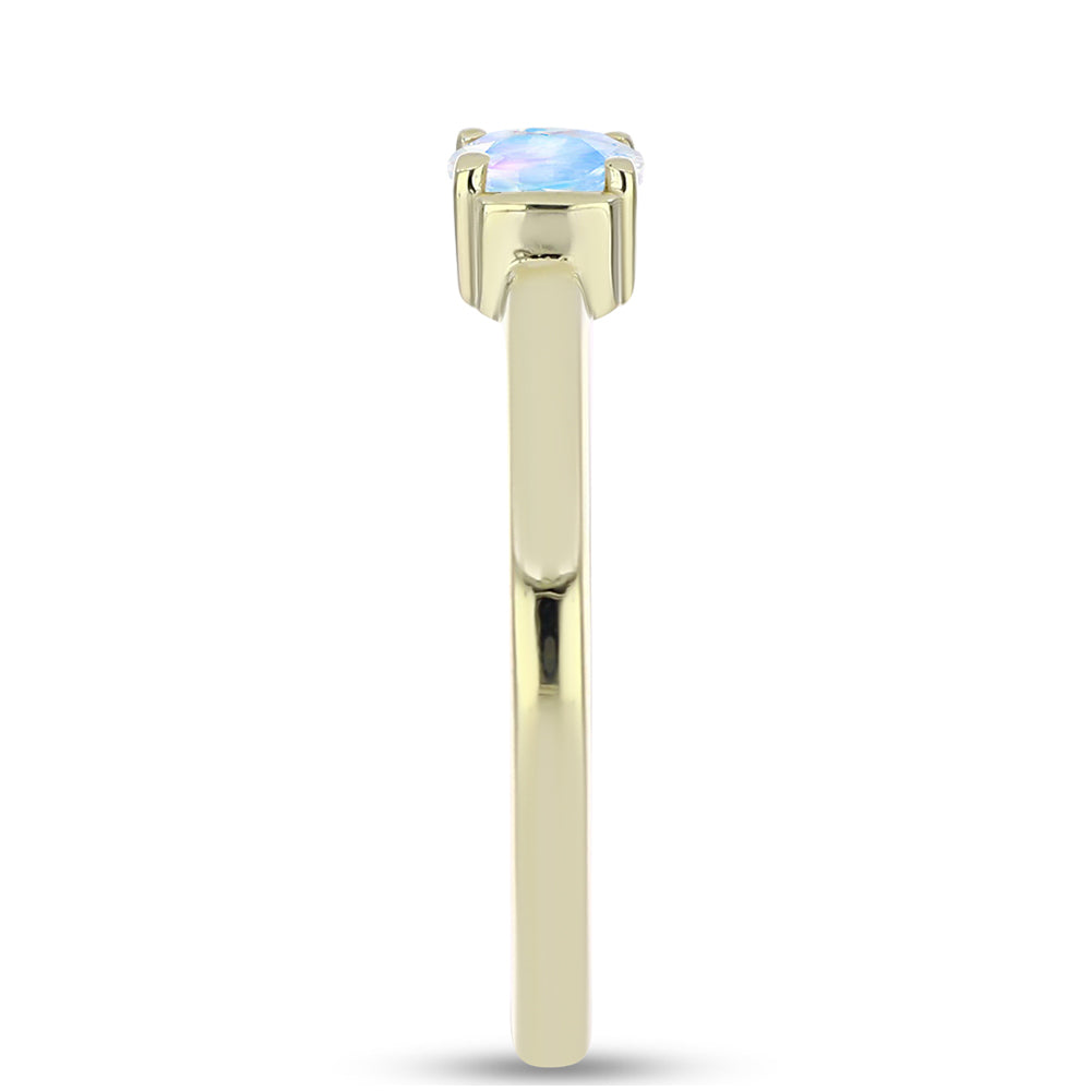 Anillo de Plata Bañada en Oro con Piedra Lunar Arco Iris