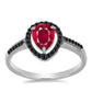 Anillo de Plata con Rubí de Madagascar y Espinela Negra