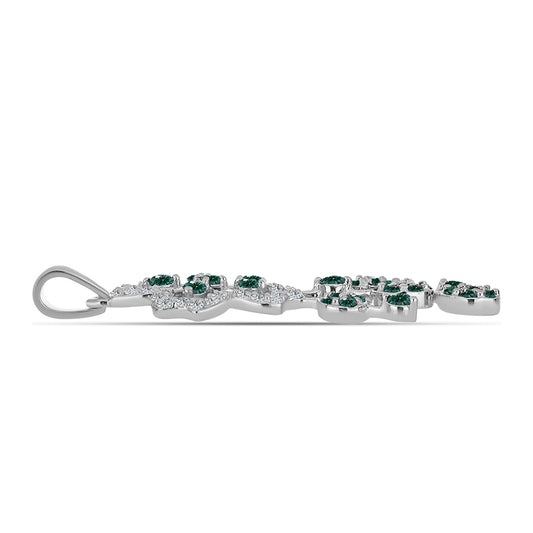 Colgante de Plata con Moissanita azul mar verdosa y Topacio Blanco