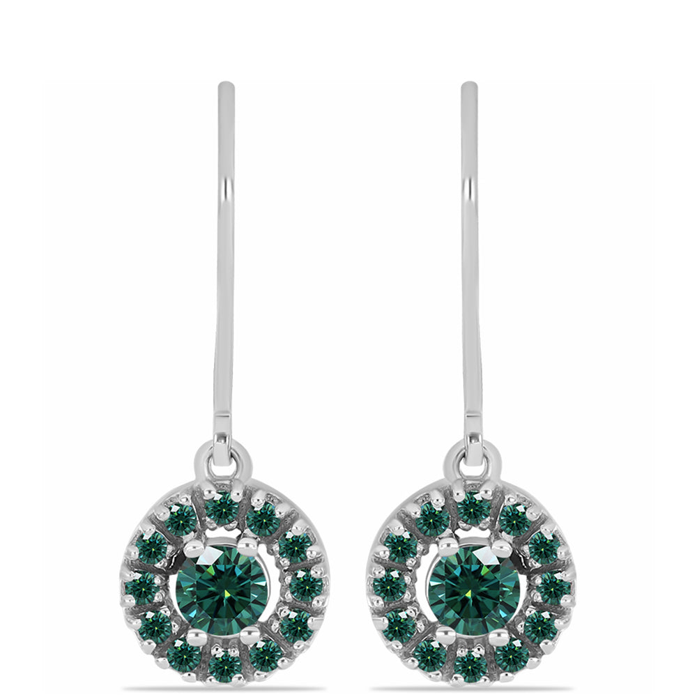 Pendientes de Plata con Moissanita azul mar verdosa 1 