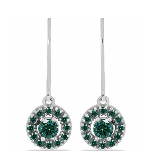 Pendientes de Plata con Moissanita azul mar verdosa