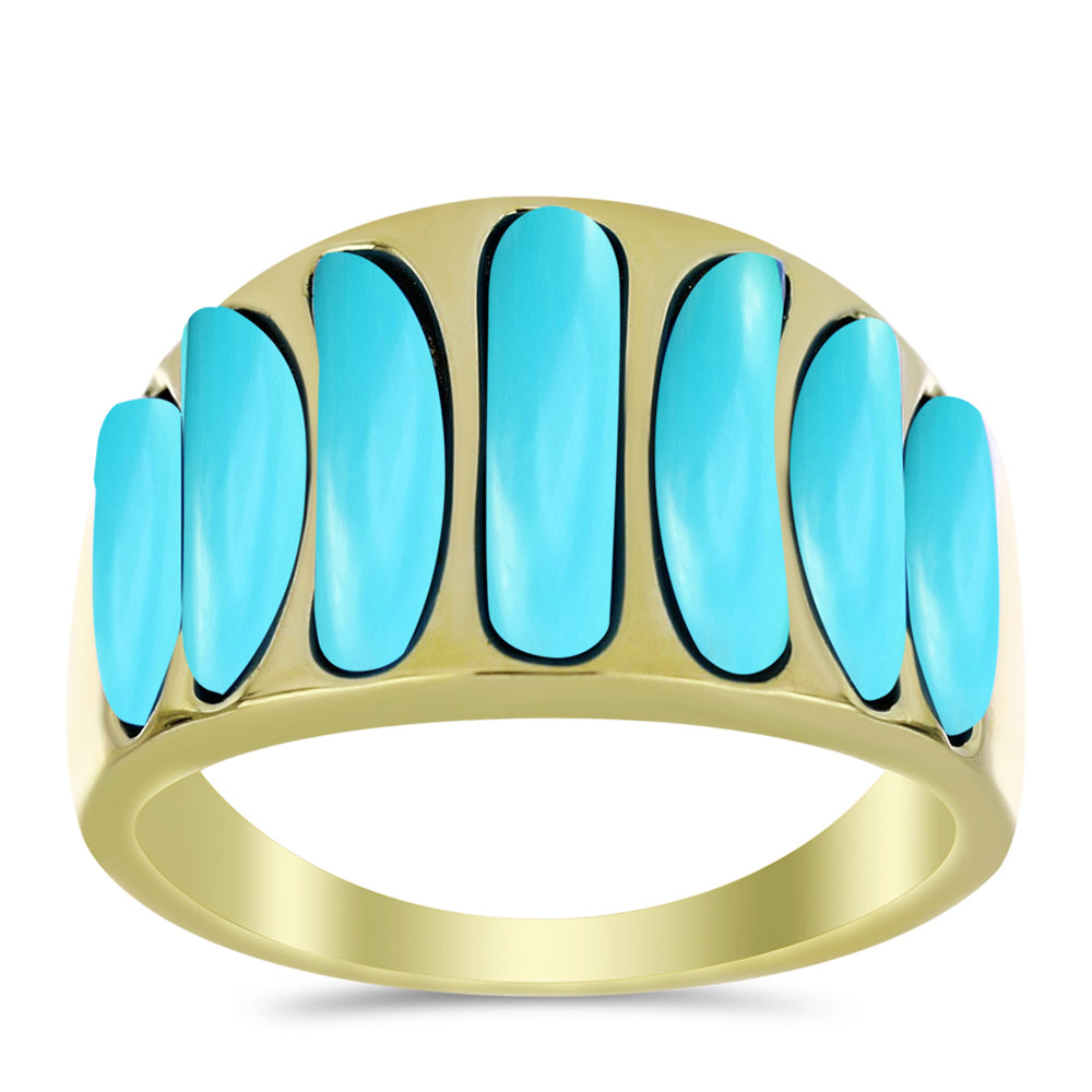 Anillo de Plata Bañada en Oro con Turquesa Bella Durmiente 3 
